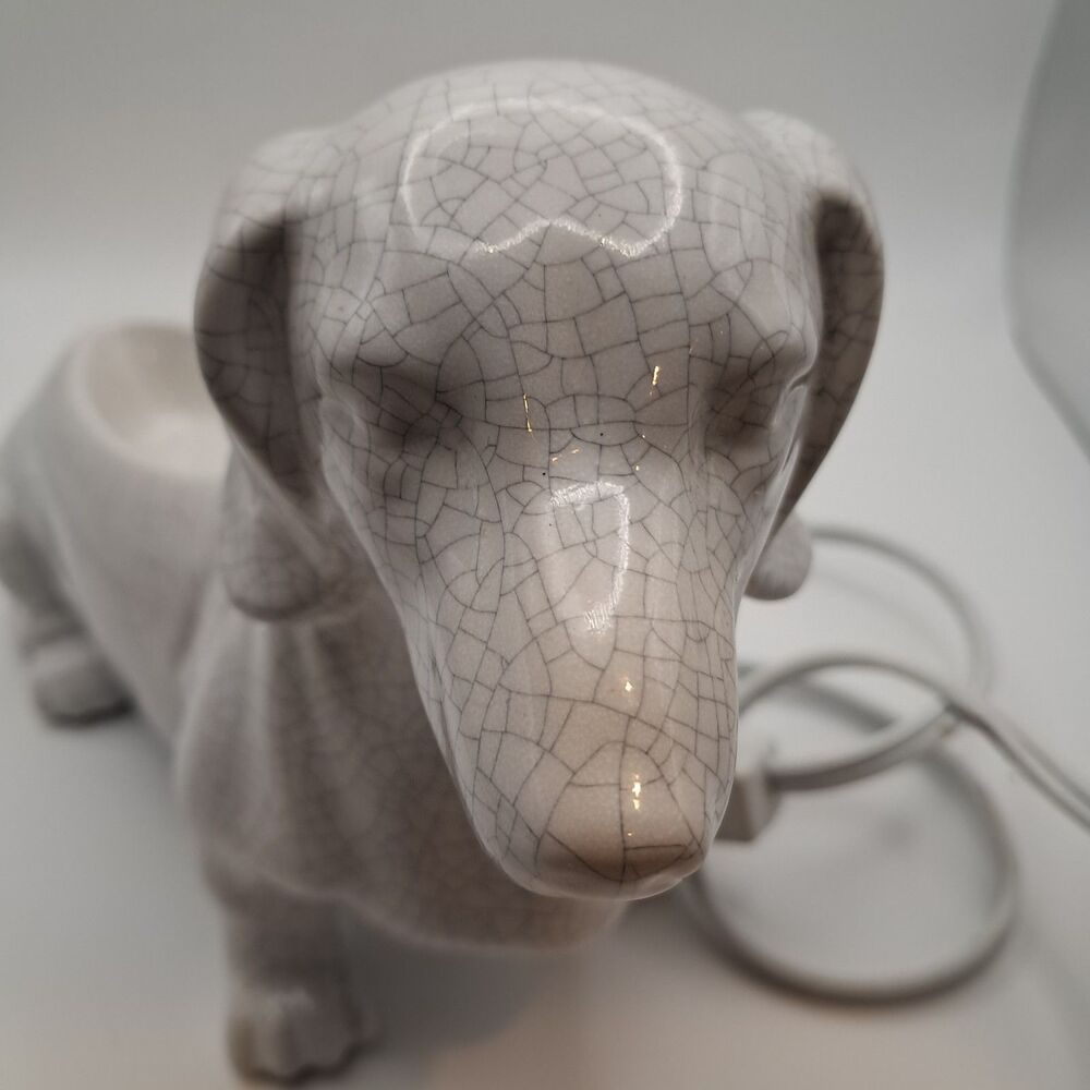 Scentsy Dachshund Mom Warmer White Crackle Wiener Dog Wax Element Warmer Retired - Picture 8 of 8